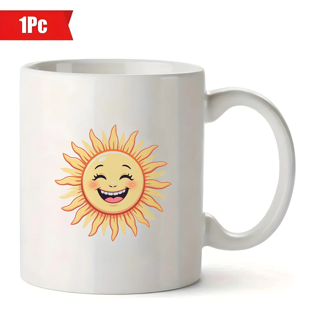 كوب كارتون Sun Smile سعة 11 أونصة للأطفال للمشروبات الباردة والساخنة كوب مكتب عائلي لعيد الميلاد