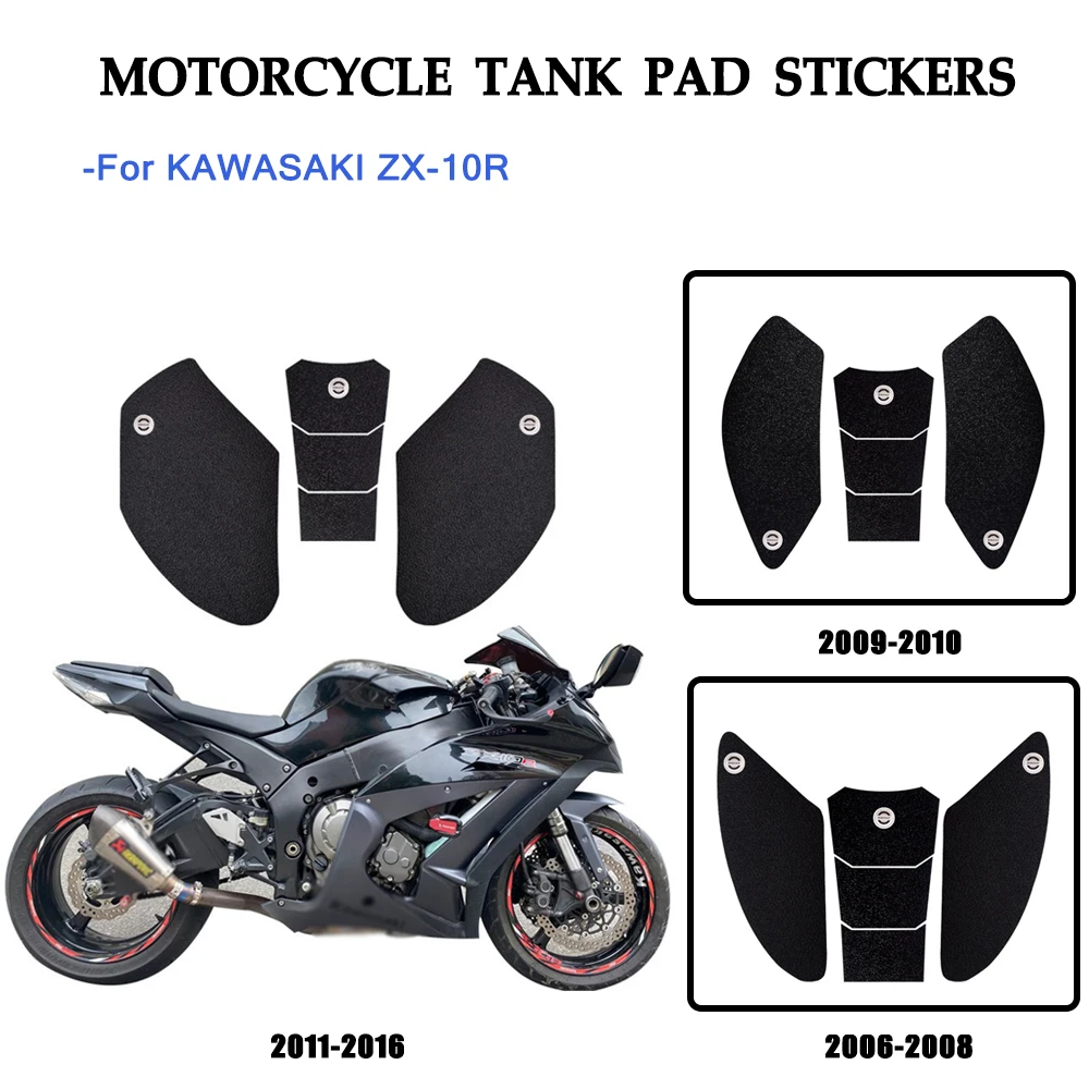 

For KAWASAKI ZX-10R ZX10R 2006-2016 Motorcycle Anti-Slip Side Stickers Fuel Tank Traction Sticker Knee Grip Decals Protector Kit