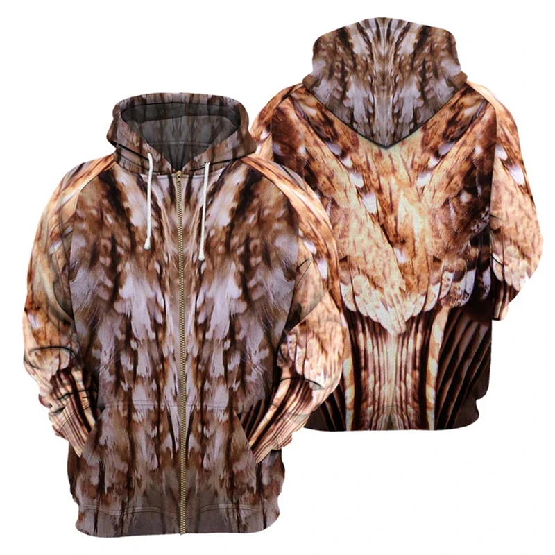 Men Cosplay Zip Up Hoodies 3D Printed Animal Eagle Peacock Chicken Bird Pattern Sweatshirts Men Party Wear Oversized Hooded Coat