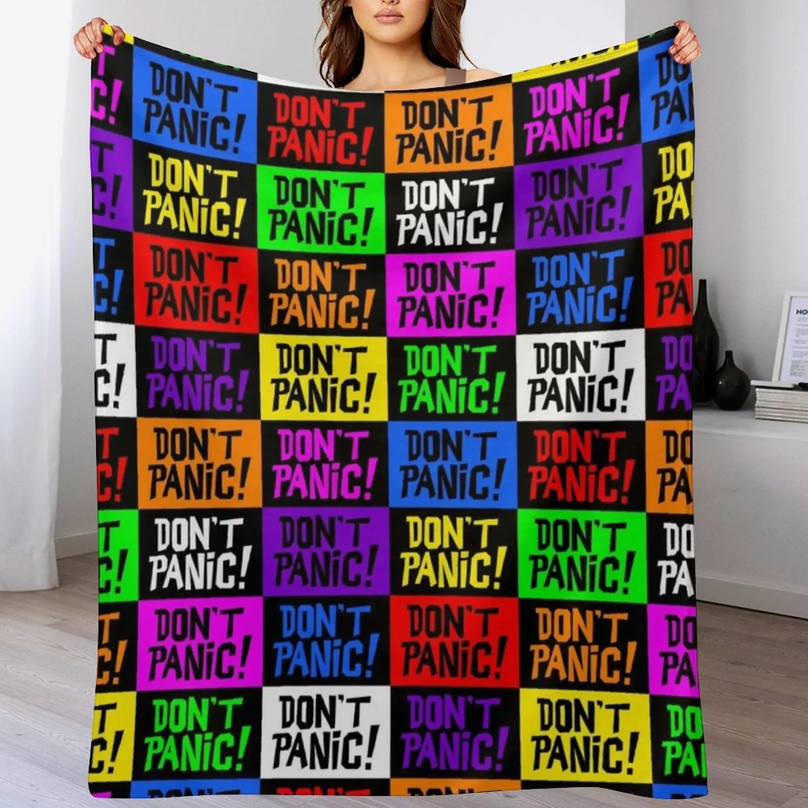 NDVH Don't Panic - Multicoloured H2G2 Throw Blanket Plaid on the sofa Cute Hair Blankets