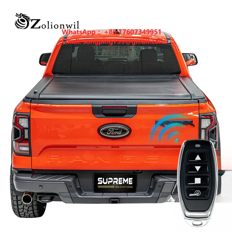 Zolionwil Retractable Electric Roller Shutter Remote Aluminum Tonneau Pickup Truck Bed Cover for Ford F-150 Raptor