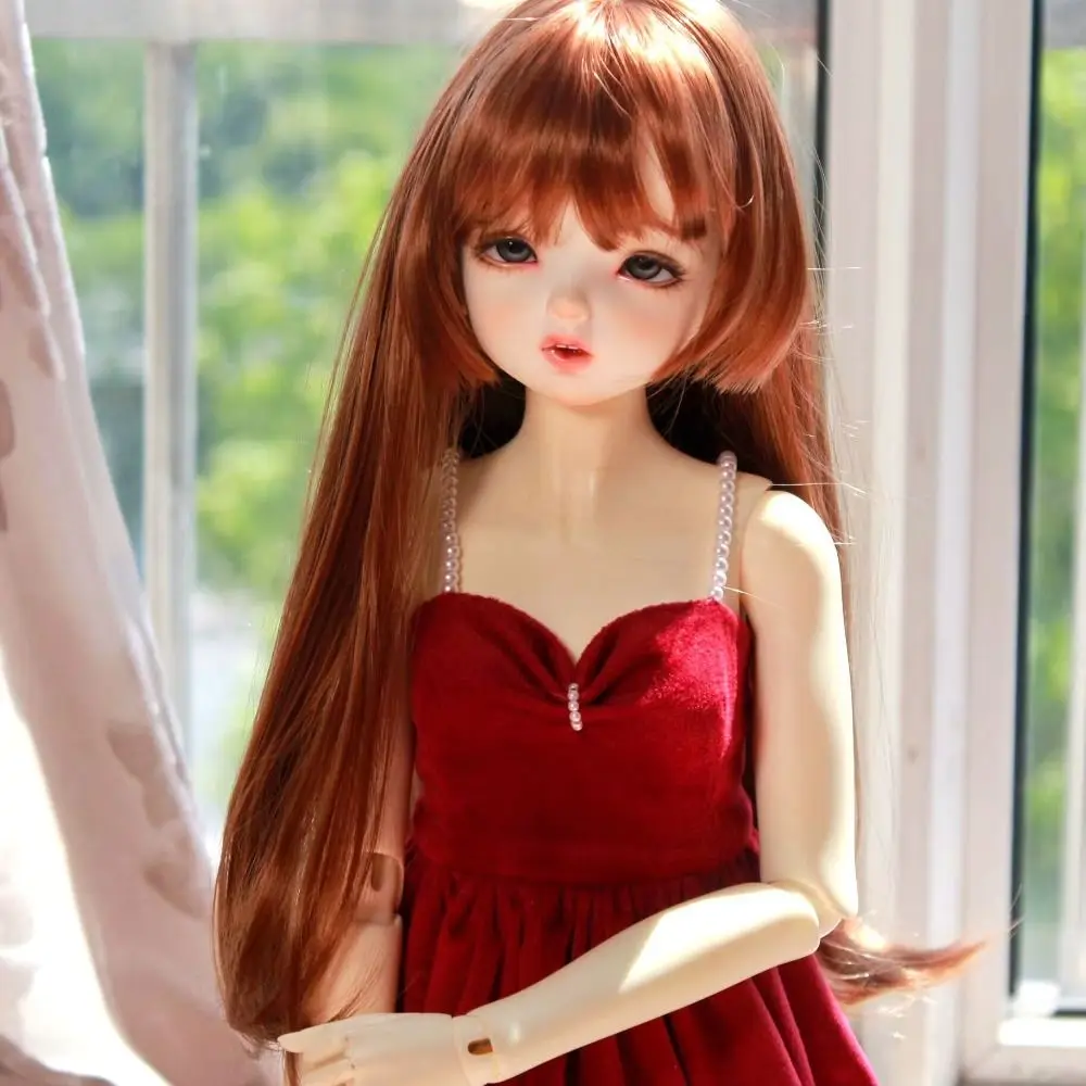 ファッションロングヘアウィッグ、1/4 1/6 BJDドール用、ドレスアップDIYプリンセスロングウィッグ、耐熱ファイバー、子供のおもちゃ、女の子へのプレゼント