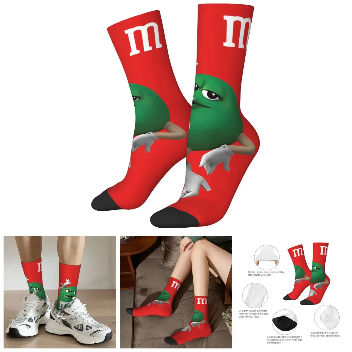 

Забавные сумасшедшие носки для мужчин, отзывчивые компрессионные носки в стиле хип-хоп Harajuku M Chocolate Happy Quality с принтом для мальчиков