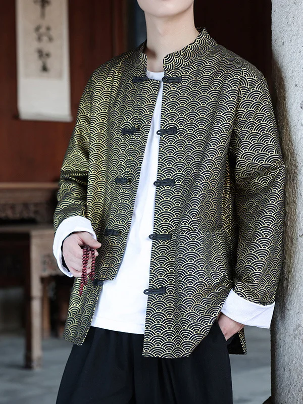 

Loose Fit Thin Autumn Jaet New Chinese Sle Tang Costume Men's Large Size Hanfu Clothing Buttoned Traditional Chinese Faion