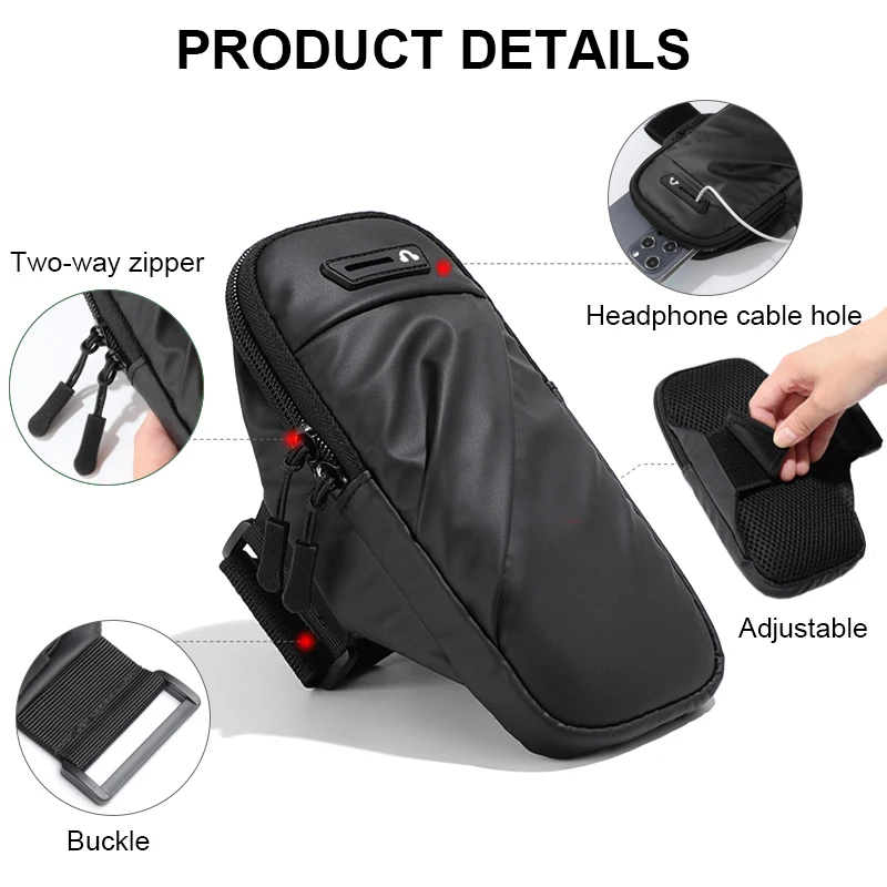 Cartera de muñeca deportiva para hombre y mujer, bolsa para llave de teléfono, banda para el brazo para gimnasio, Fitness, ciclismo al aire libre,