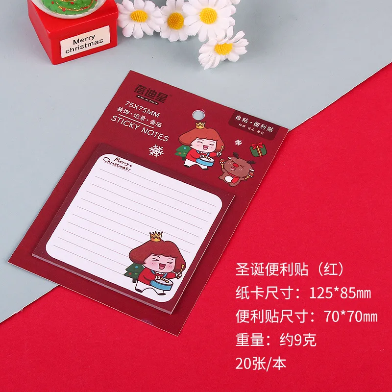 20sheets Adhesive Kawaii Christmas Sticky Notes Cartoon Notepad Memo Pad Office School Supplies Stationery Sticker Gifts