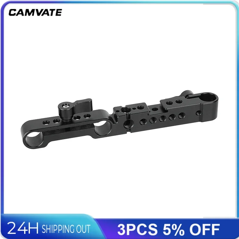 CAMVATE  3-Ports 15mm Railblock Right Angle 90 Degree Rod Adapter Clamp WIth Shoe Mount For DSLR Camera 15mm Rail Support System