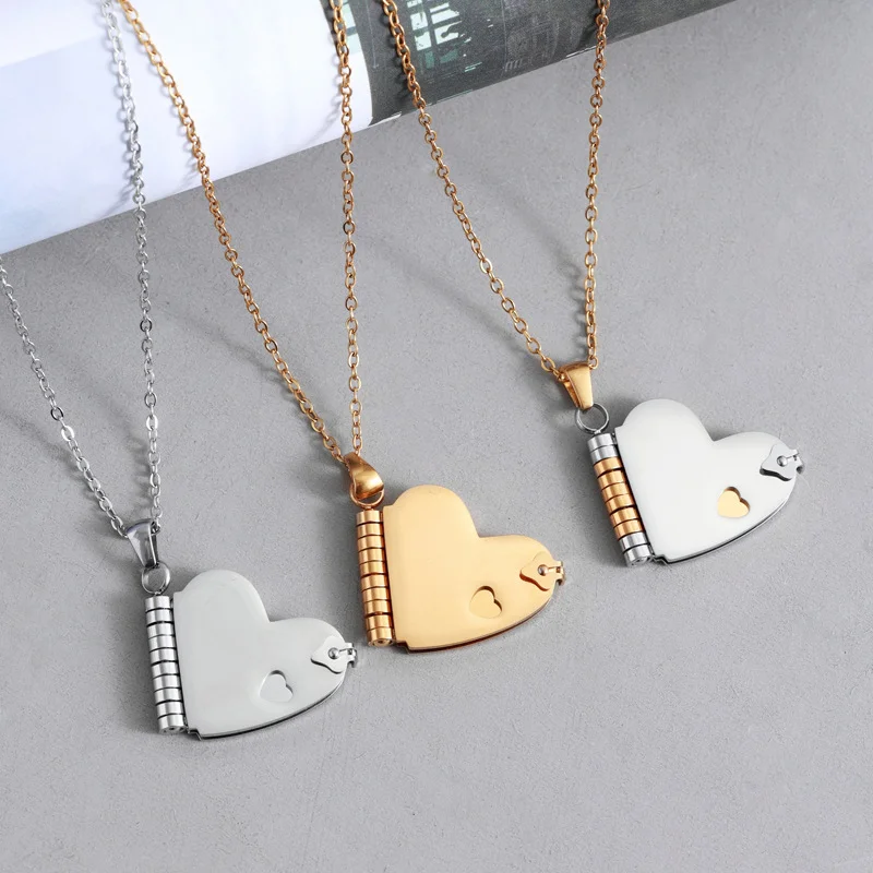 Atoztide Engrave Petite Book Locket Necklace Personalized Message Stainless Steel Jewelry Pendant for Women Chain Birthday Gift - view 5
