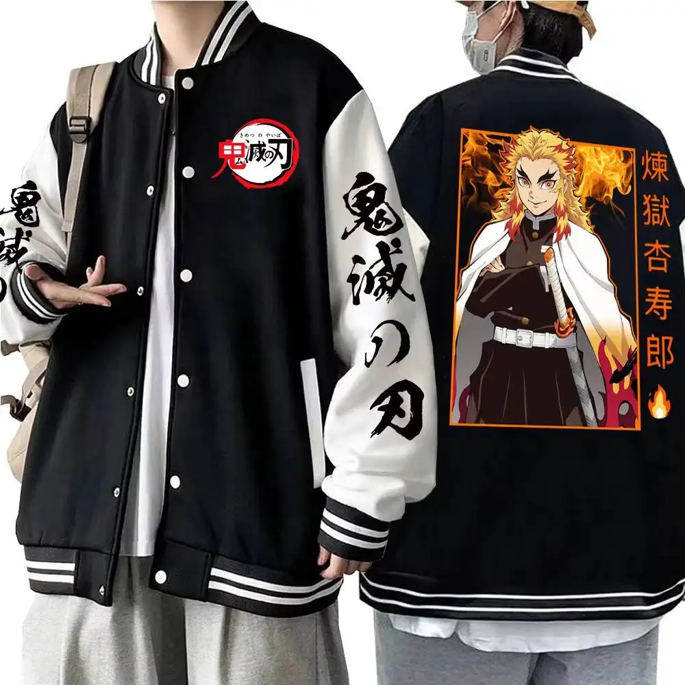 เสื้อแจ็คเก็ตเบสบอลลายพิมพ์ควันหมาป่าอิโนะสุเกะ ฮาชิบิระ รุ่นใหม่ปี 2025 จาก Bandai Demon Killer เสื้อคลุมลำลองสำหรับผู้ชาย ใส่ได้ทั้งฤดูใบไม้ร่วงและฤดูหนาว