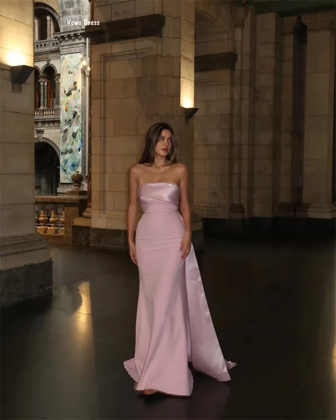 

Vows Fish Tail Evening Dresses Woman Elegant Party Dresses for Women Luxury Evening Dress 2025 Pink Custom Made Tube Top