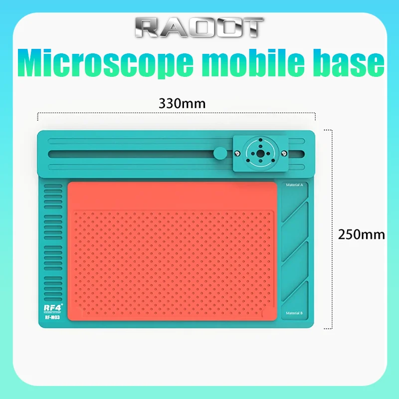 

RF4 RF-MO3 Aluminum Alloy Heat-resisting Silicone Material Microscope Base Pad Suitable for Mobile Phone Maintenance Workbench