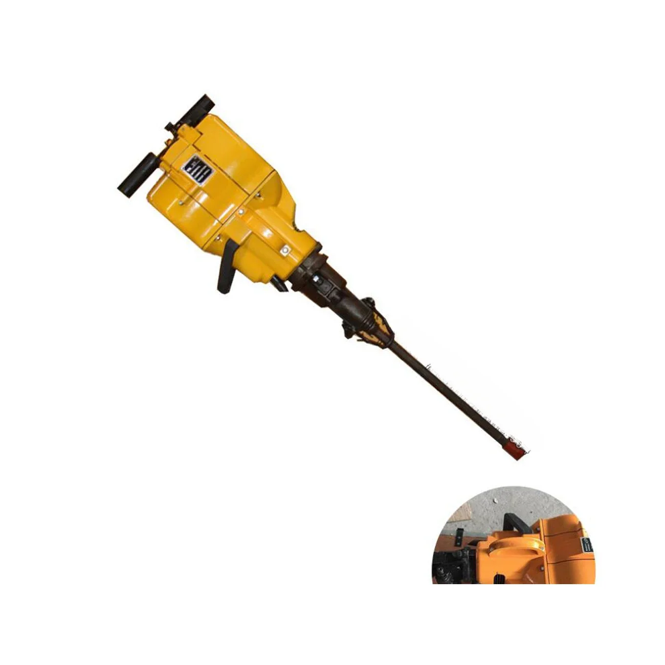 Portable internal combustion rock drill/gasoline crusher for mining