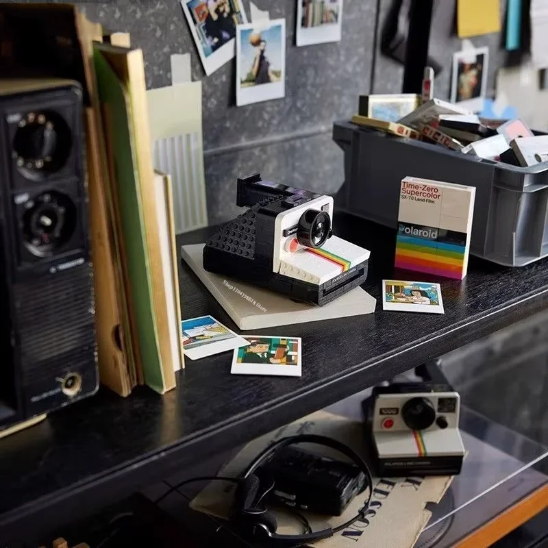 516 قطعة سلسلة فكرة كاميرا بولارويد الرجال والنساء جمع خمر ألعاب مكعبات البناء كاميرا عتيقة هدايا عيد ميلاد الأطفال #5