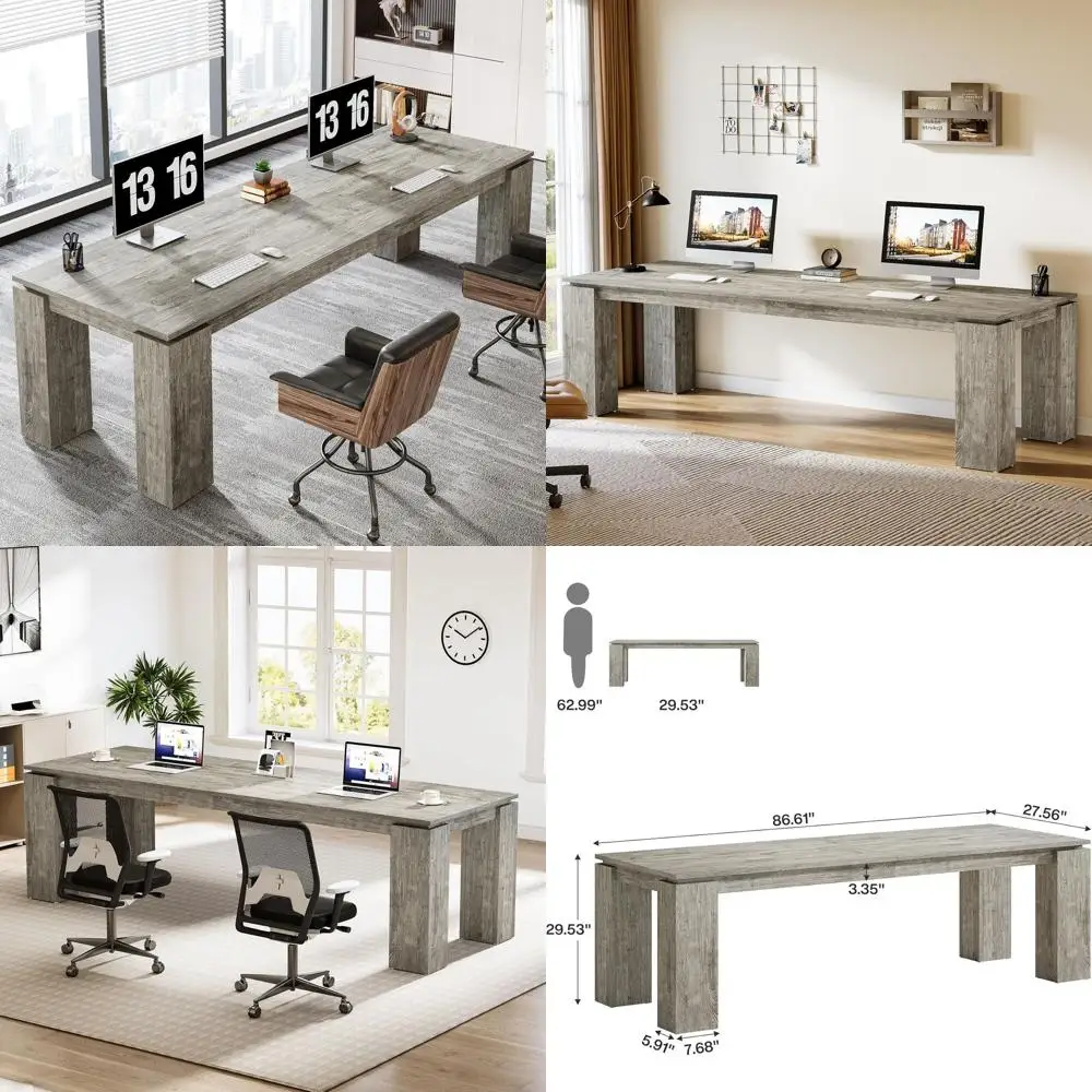 

Двухместный удлиненный деревянный офисный стол 86 для дома и работы, компьютерный рабочий стол