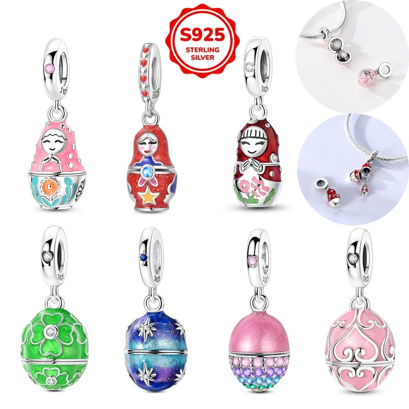 

Original 925 pure polka dot doll pendant, tailored original bracelet necklace, DIY jewelry, men's and women's jewelry gifts