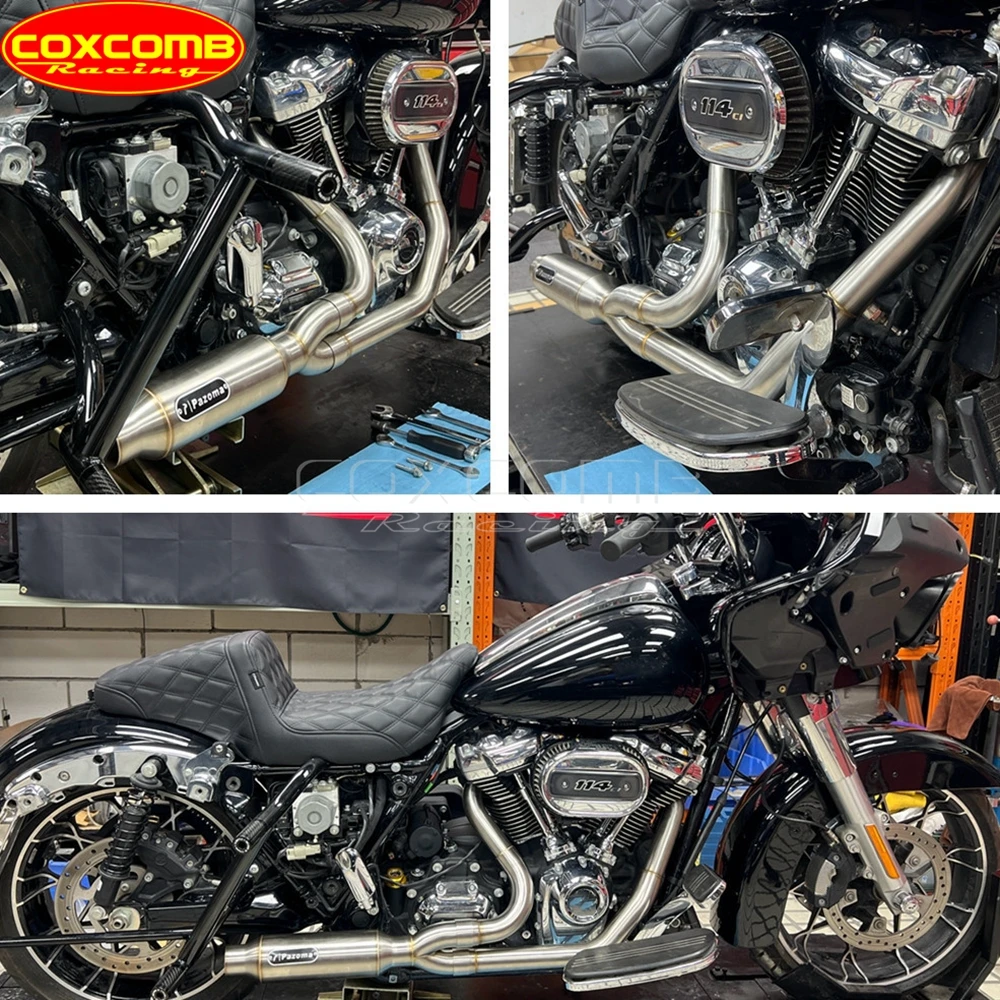 Motorcycle Two Pipe Engine Exhasut Mufflers For Harley Touring Road King EFI FLHR 2017-22 Electra Glide Standard EFI FLHTI 19-22
