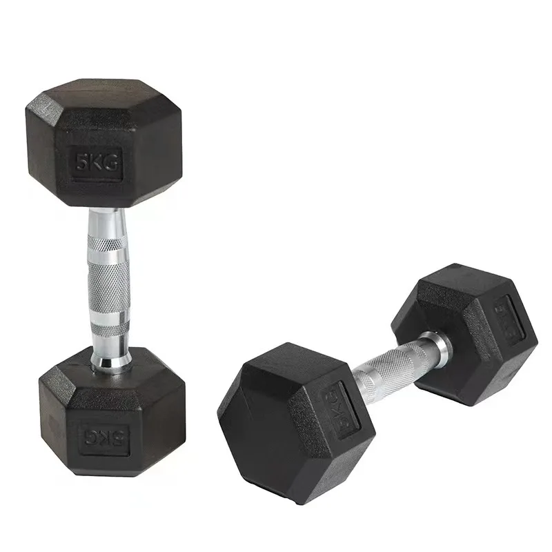 Wholesale PEV Hexagonal Dumbbells for Men's Fitness Fixed Gym Arm Training Dumbbells 5kg