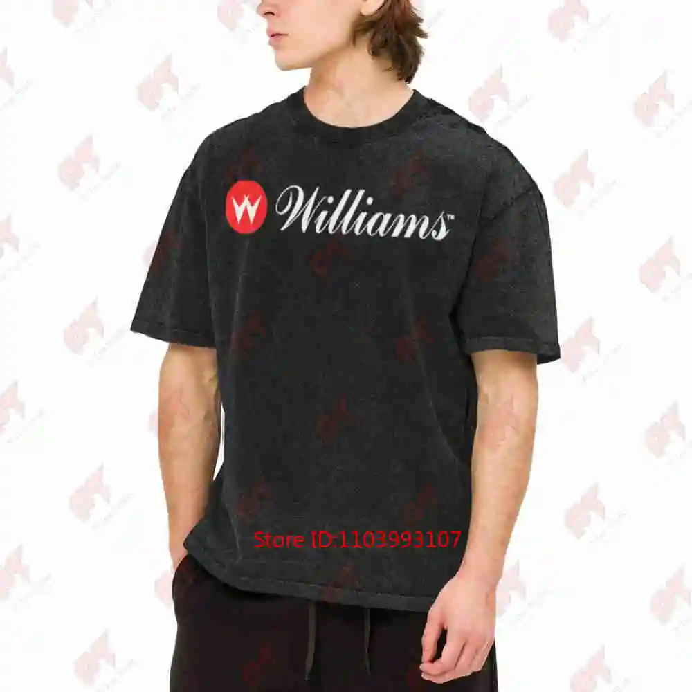 Williams Pinball Red White Vintage Washed Tee Pure Cotton T-Shirt