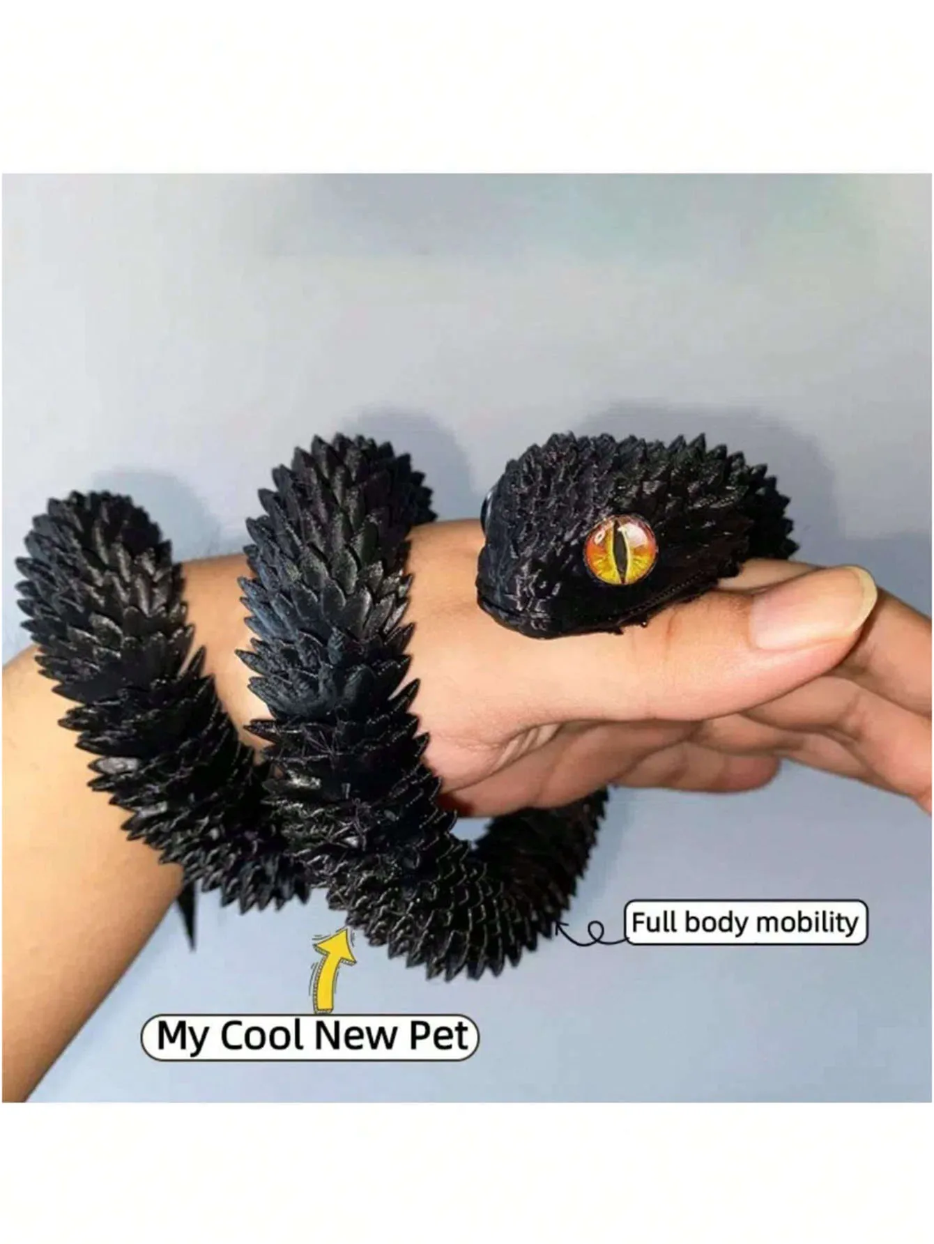 3D Printed Realistic Viper Snake Multicolor Animal Model Figurine Toy Decoration, Holiday Small Gift