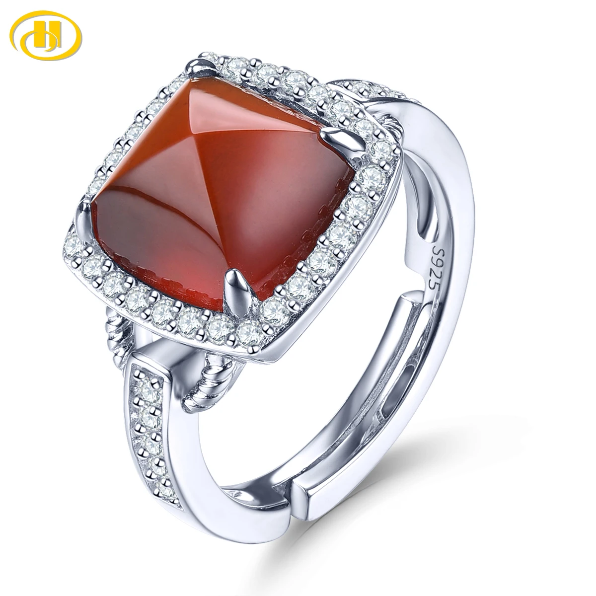 

Natural Spessitite Garnet 925 Sterling Silver Ring 7 Carats Genuine Gemstone Lovely Style Fine Jewelry for Daily Jewelry