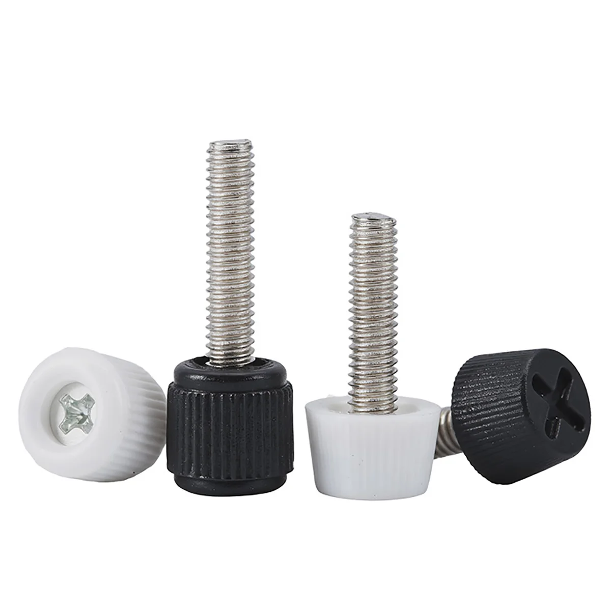 

M3 M4 6#-32 Knurled Thumb Screw Desktop Computer Case Screws Cross Phillips Handle Plastic Head Adjustment Screws Black White