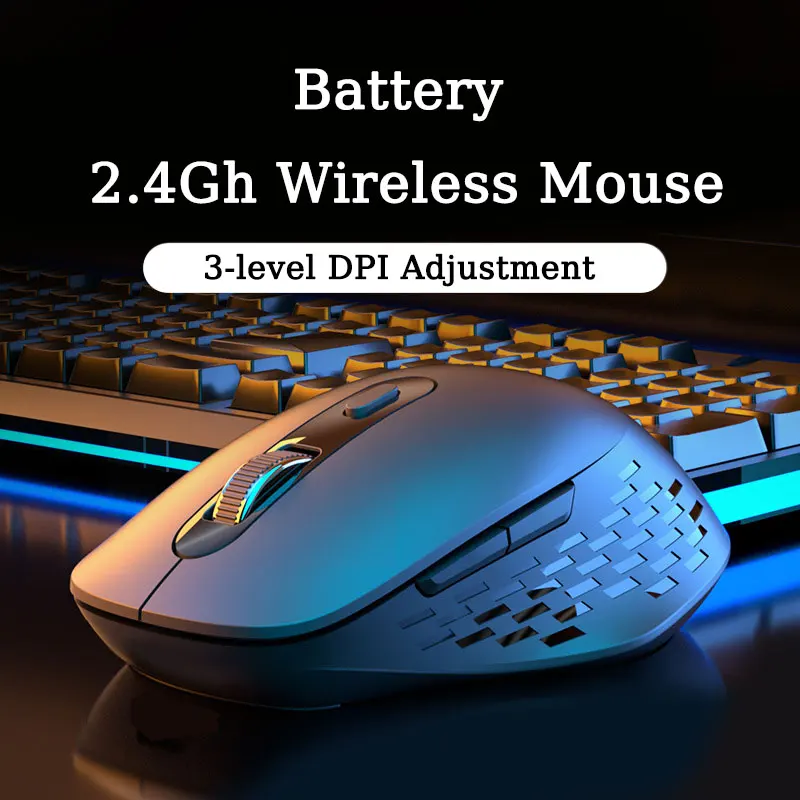 Ergonomic 2.4G Wireless Mouse with USB Adapter, 3 DPI Adjustable, Office/Gaming Mice, for Laptop/PC (Battery not included)