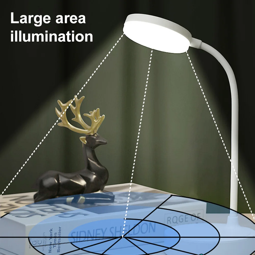 Imagem -02 - Led Desk Lamp Níveis Regulável Usb Recarregável Desk Lamp Dimmable Reading Night Light Proteção para os Olhos Estudando Flexível Luzes