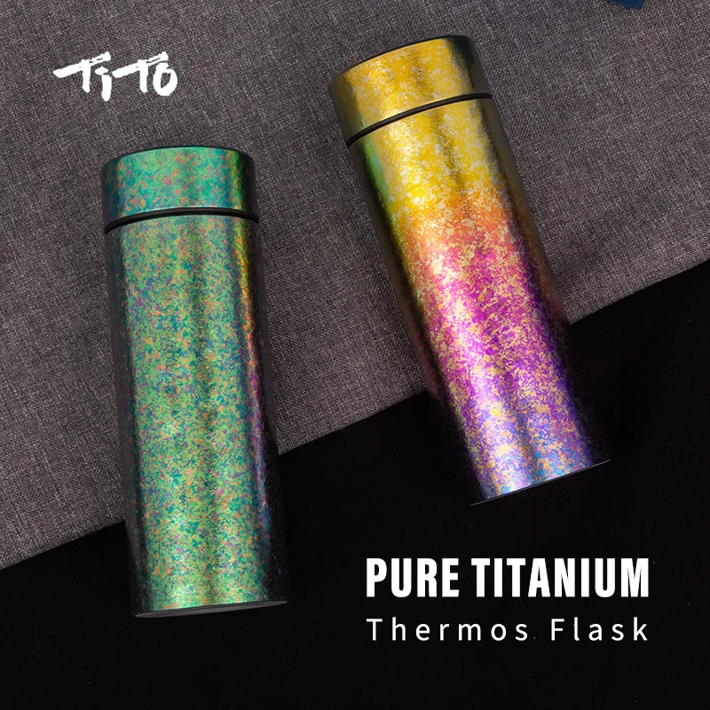 TiTo Eco-Friendly Material Pure Titanium Double Wall Insulated Glass Thermos Cup Portable Business Titanium Vacuum Flask