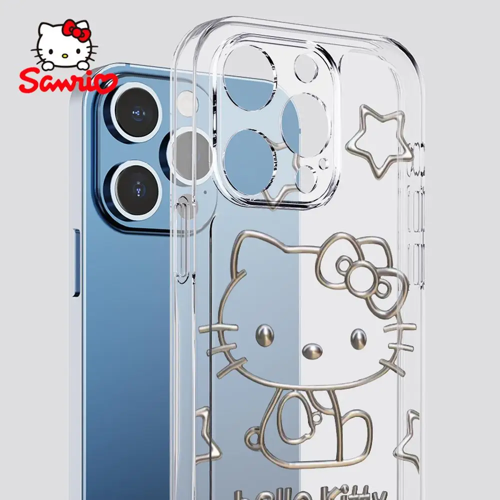 

Sanrio Hellokitty Phone Case Fall Prevention Iphone 16/15/14/13/12/11 Woman Iphone 16 Promax Case Sanrio Kt Anime Accessory