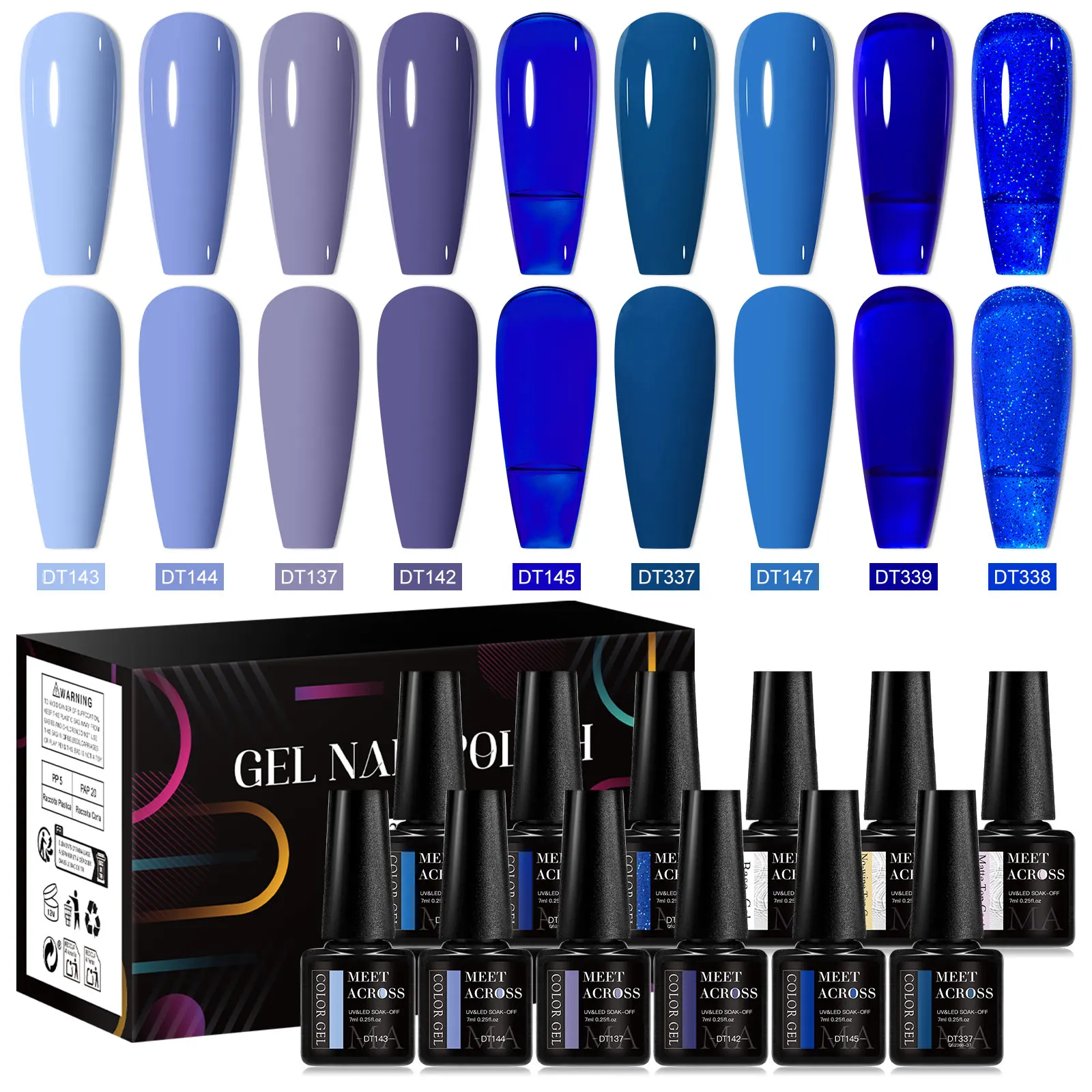 

12PCS Sea Blue Color Gel Nail Polish Lacquer Semi Permanent Soak Off UV LED Long Lasting Varnish Nail Supplies Kit For Manicure