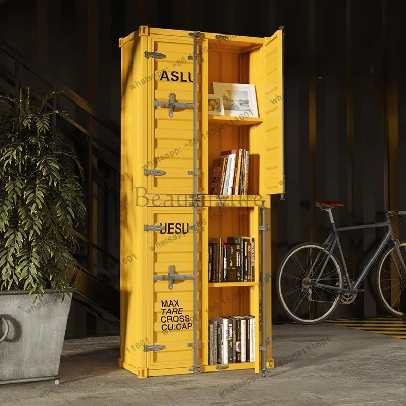 zj.Wrought iron container creative bookcase retro creative office file cabinet industrial wind