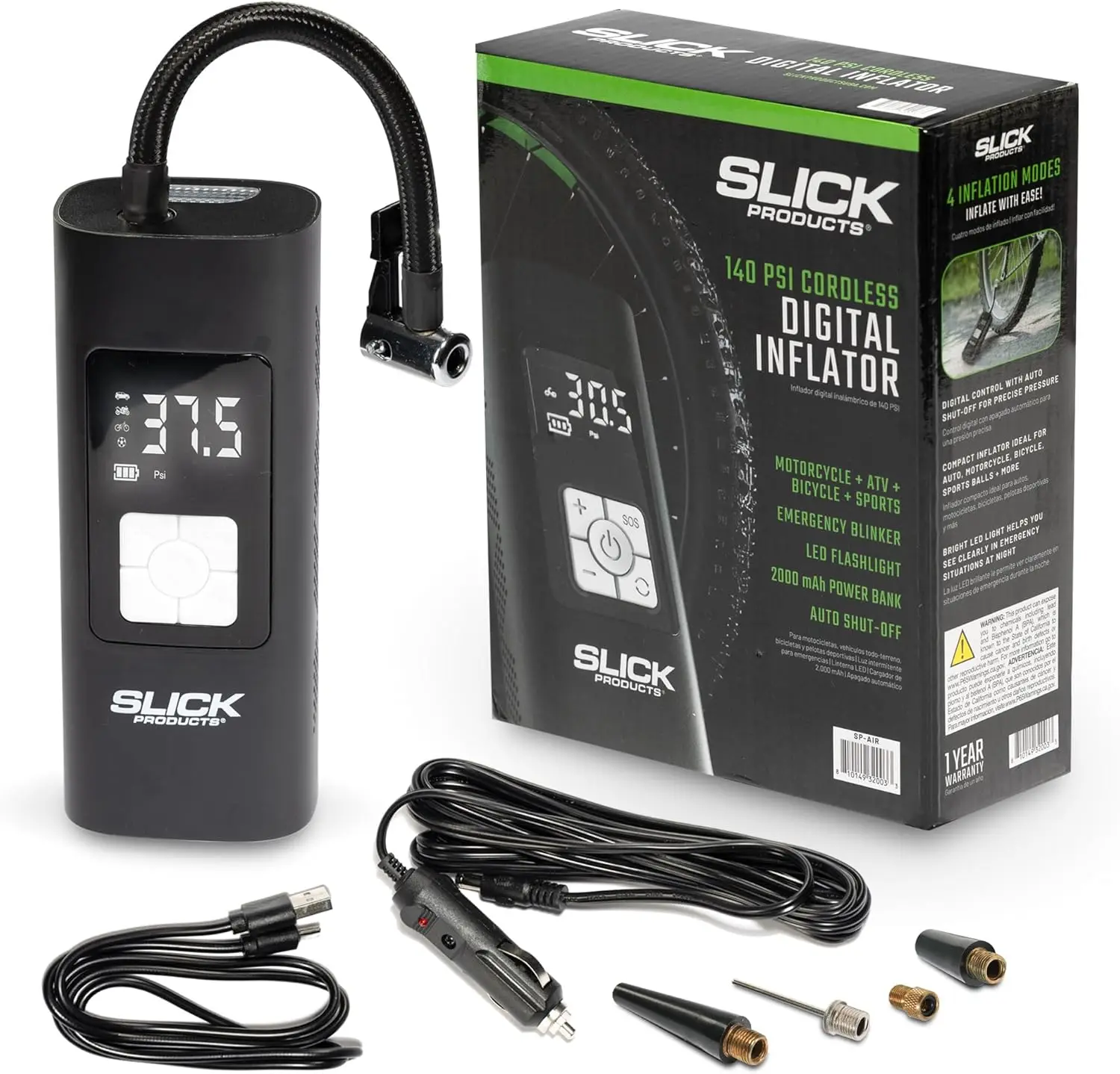 

Портативный перезаряжаемый воздушный компрессор для накачивания шин со светодиодным фонариком 140 фунтов на квадратный дюйм для обслуживания автомобилей и экстренного использования