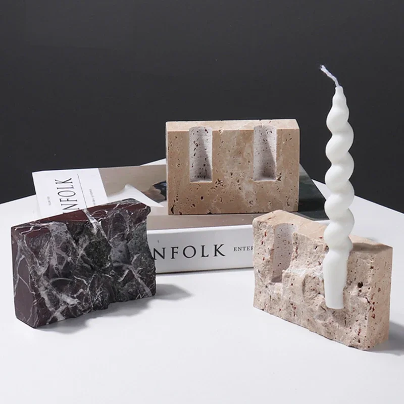 

Nordic Candle Holders Natural Cave Stone Candlestick Vintage Candles and Stands Elegant Candle Stick Holder Home Decorations