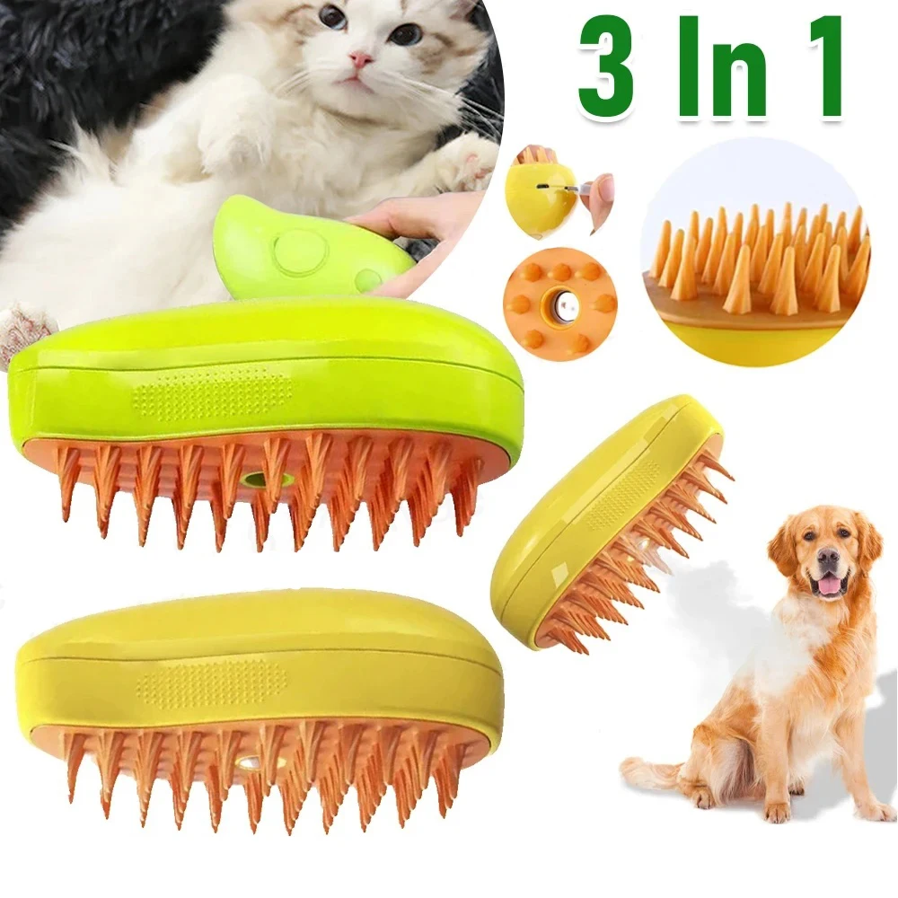 

Cat Steam Brush 3 in 1 Electric Spray Cat Hair Brushes Soft Silicone Depilation Cats Bath Hair Brush Pet Comb Grooming Supplies