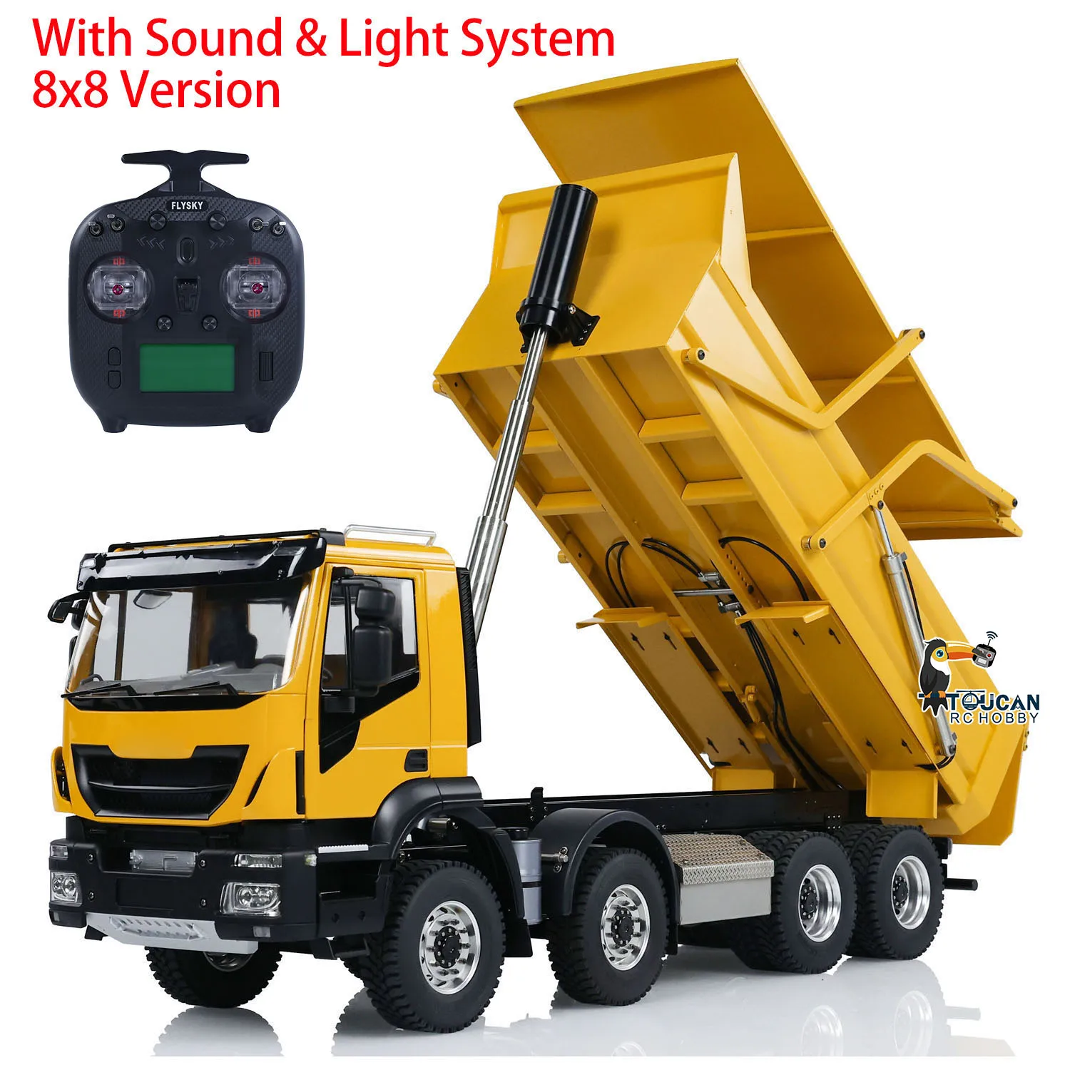 1/14 Hydraulic RC Tipper Truck Metal 8x8 Flip-over Cover Remote Control Dump Car With Light Sound Vehicle Machine Hobby Toys - view 2