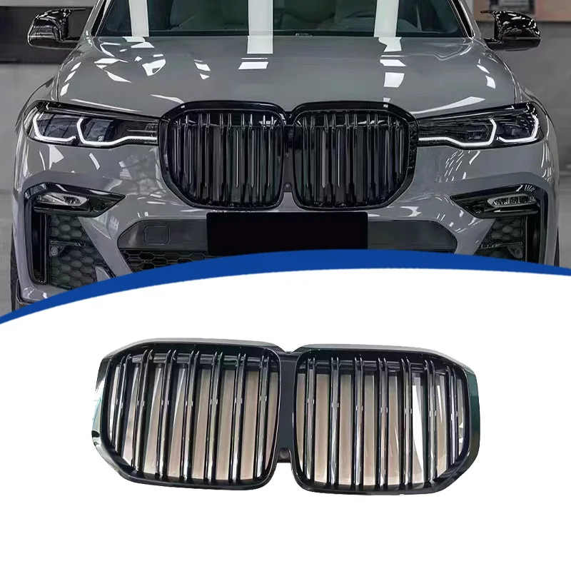 Glossy Black Radiator Grilles For 2020-2022 BMW X7 G07 Racing Grilles Bumpers Body Kit Hood Gloss Black Car Accessories