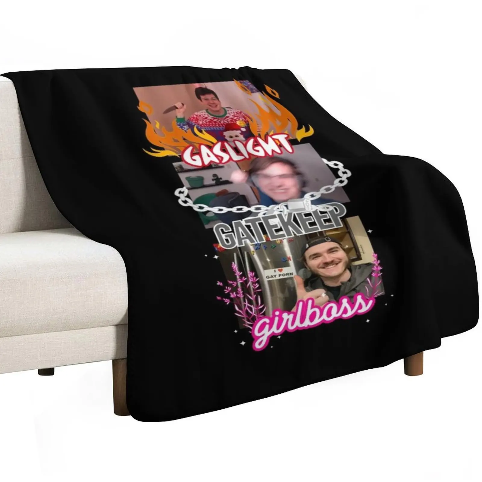 gaslight gatekeep girlboss chuckle sandwich Throw Blanket Tourist Cute Flannels Heavy Blankets
