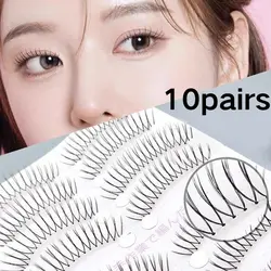 10 Pairs Korean U-shaped False Eyelashes Natural 3D Lashes Faux Mink Lashes Transparent Stem Lash Extension Natural Wispy Lashes