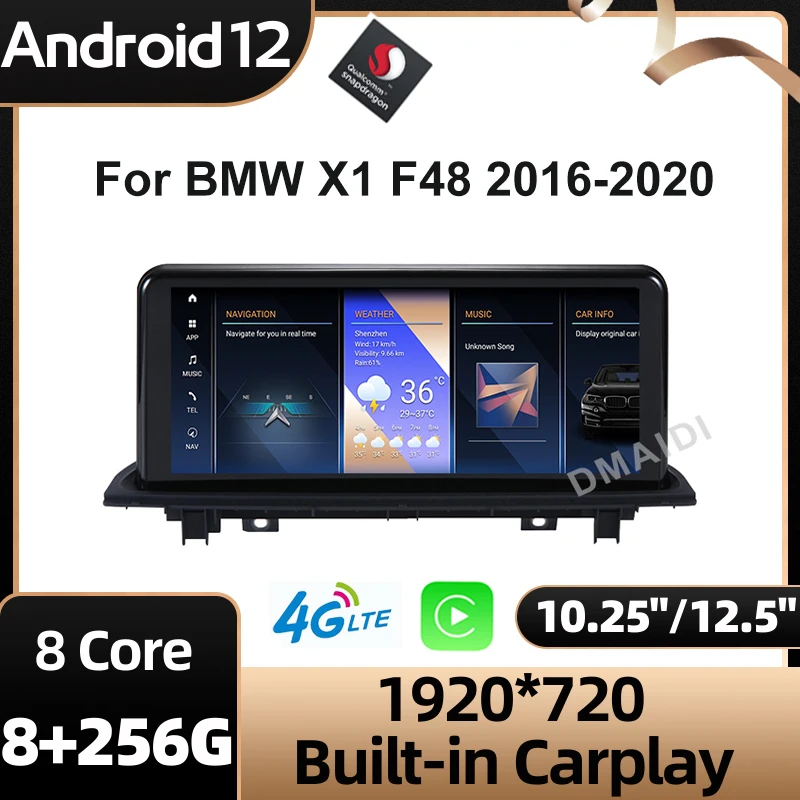 

10.25"/12.5" Android 12 Snapdragon Car Multimedia Player GPS Radio for BMW X1 F48 2016-2017 Stereo Carplay