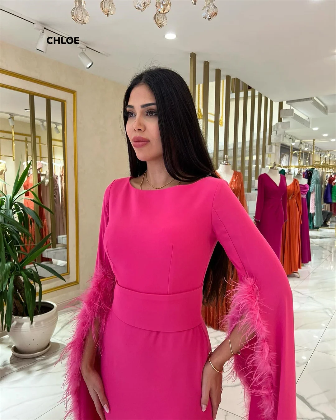 Linie A Prom Kleider 2025, Luxus Frauen Abendkleid Frau Nach Maß Runde Kragen Elegante Lange Kleid Ballkleider Robe Soiree