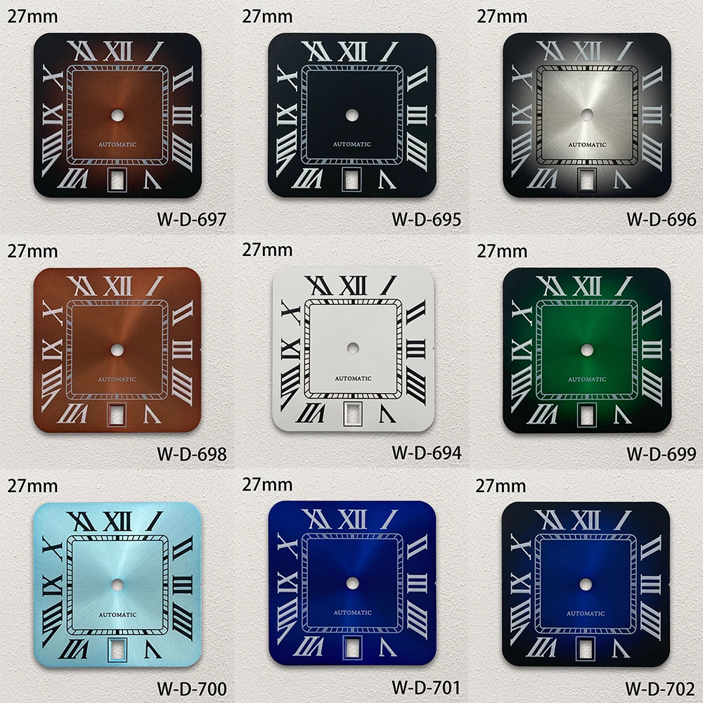 27mm S Logo Square Rome Dial Fit NH35/NH36/4R/7S Automatic Movement Fit 6 O'clock Watch Modification Accessories 3/3.8/4O'clock