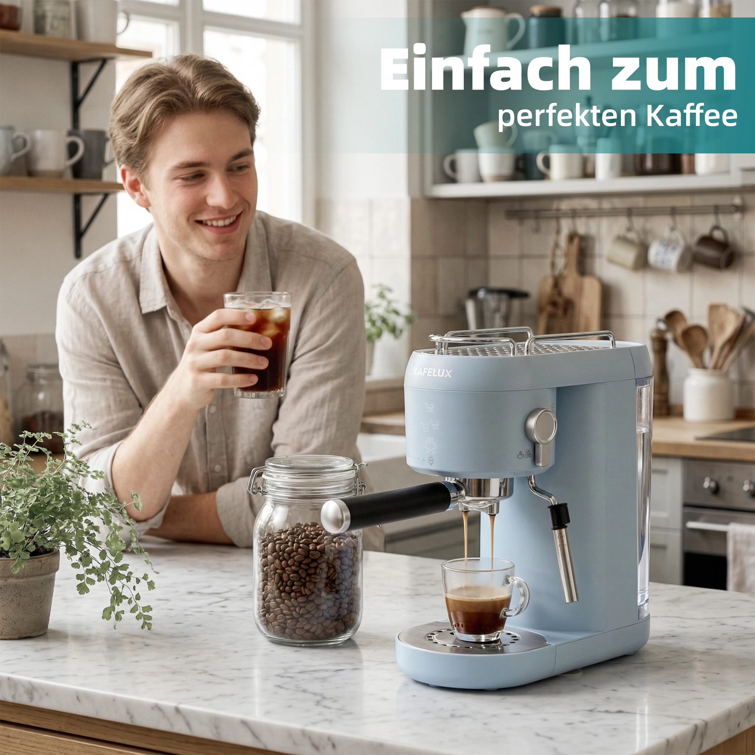 Cafetera Espresso de Alta Presión de 20 Bares, Cafetera Semiautomática para el Hogar y la Oficina, para Cappuccino, Latte, Macchiato