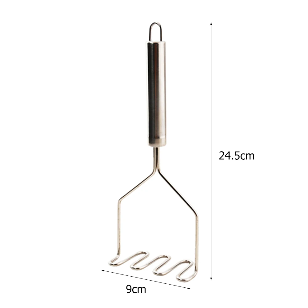 Stainless Steel Pressed Potato Masher Heavy Duty Metal Mashing Utensil Wave Shape Cutter Wire Masher for Potatoes Avocados Beans