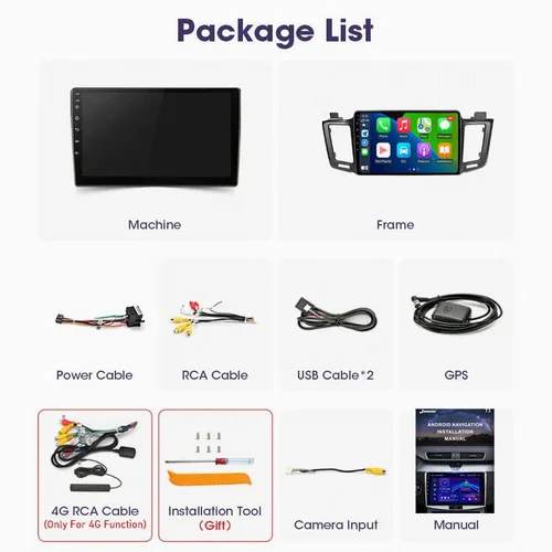 Imagen 2 del producto Carplay Auto Android 16 para Toyota RAV4 2013 2014 2015 2016 2017 2018 2019, Radio para Auto, Reproductor Multimedia de Video, GPS, Unidad Principal