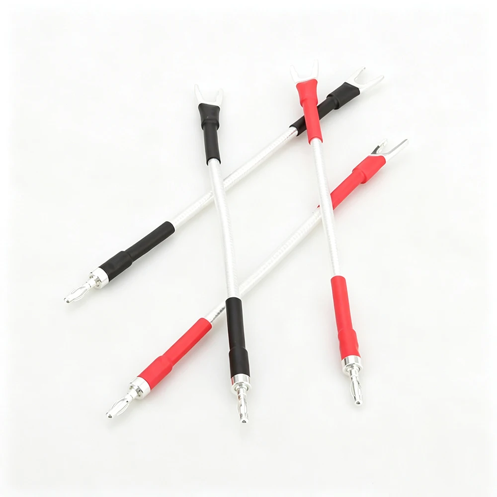 JUMPER LINKS 4 x 20cm Jumper Cable OFC Speaker Cable Banana Plugs to Banana plug Audio Cable HIFI