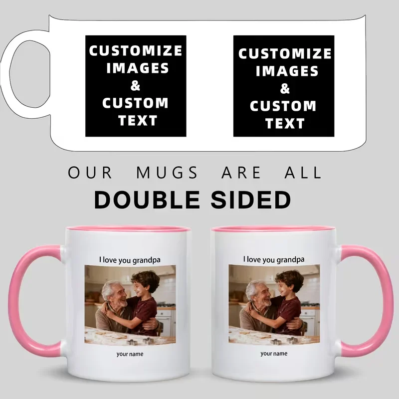 11 oz Personalized Coffee Cup - Customized Text Family Couple Photos, Teacup, Mother's Day, Surprise Gift Anniversary