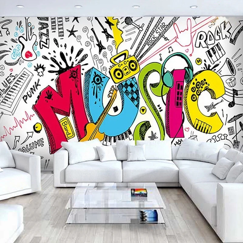 Customized products 3D Abstract Musical Children's Room Graffiti Cafe Restaurant Bar Bedroom Rock Wallpaper mural Living room 8d