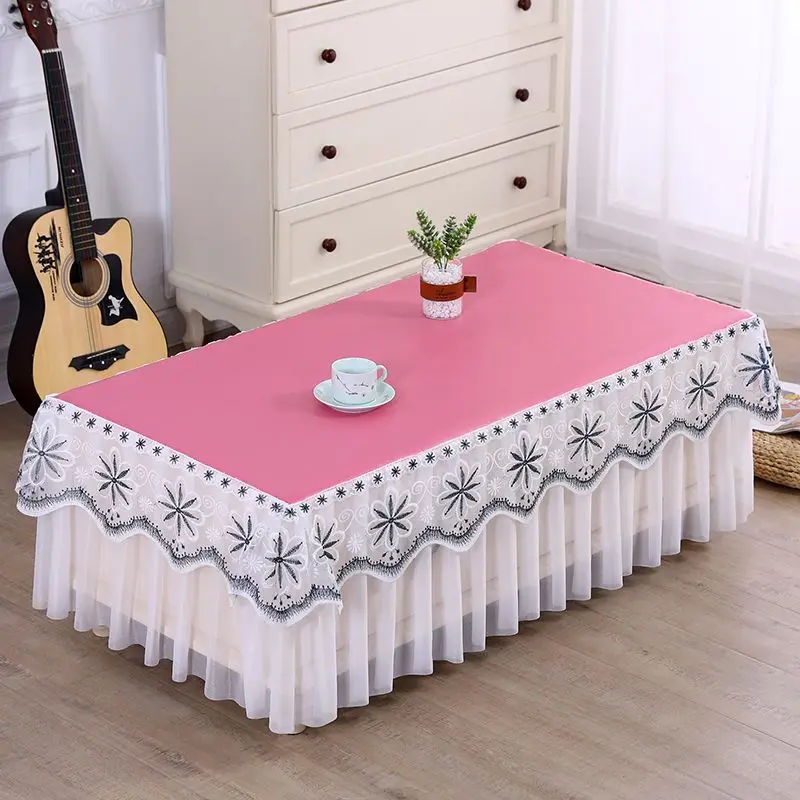 E111D new waterproof and oil-proof tea table tablecloth washable wipeable table cloth anti-scalding lace cover towel