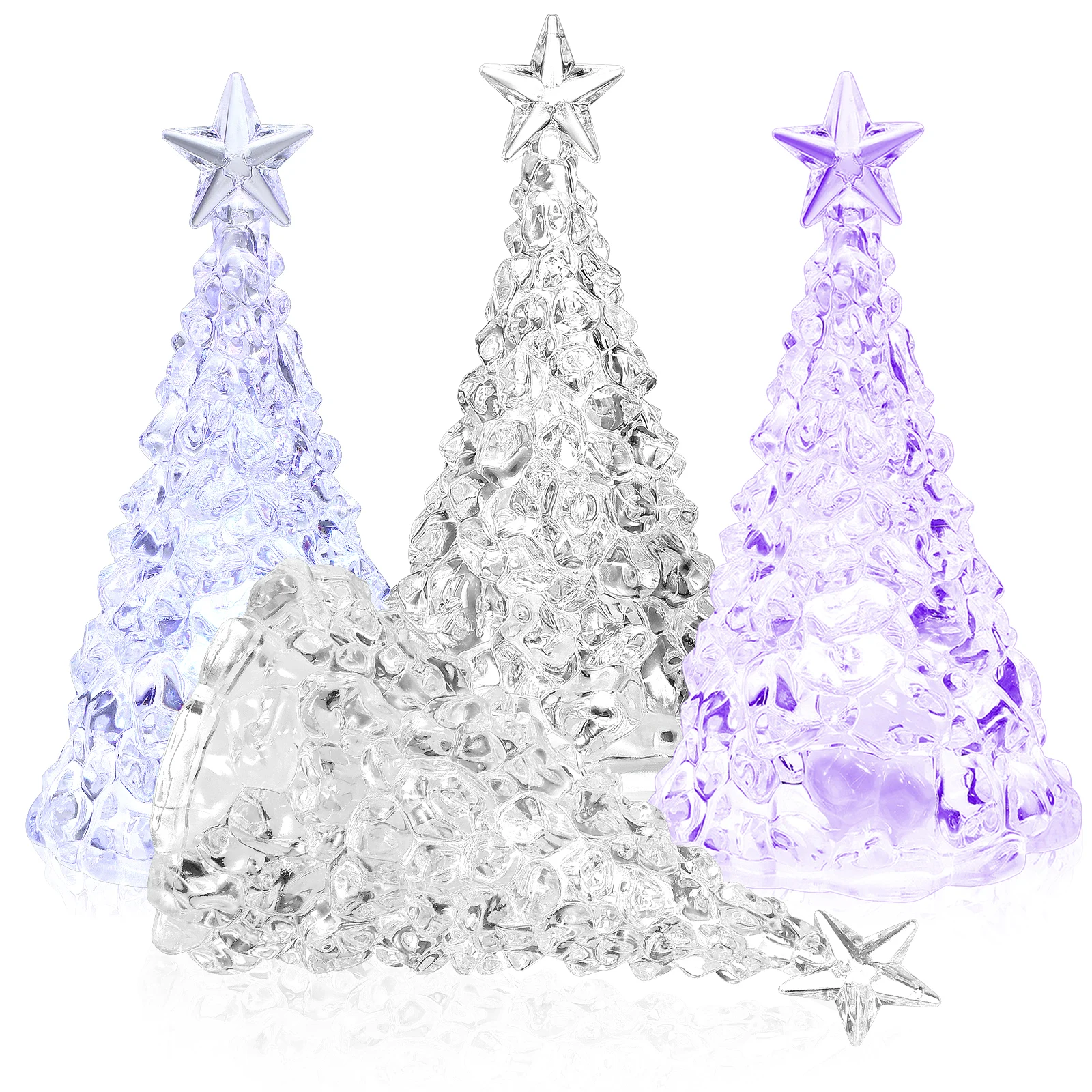 

4 Pcs White Colorful LED Lamp Bedroom Bedroom Light Up Glitter Christmas Night Lamp Trees Light Decor Festive Gift Soft Glow