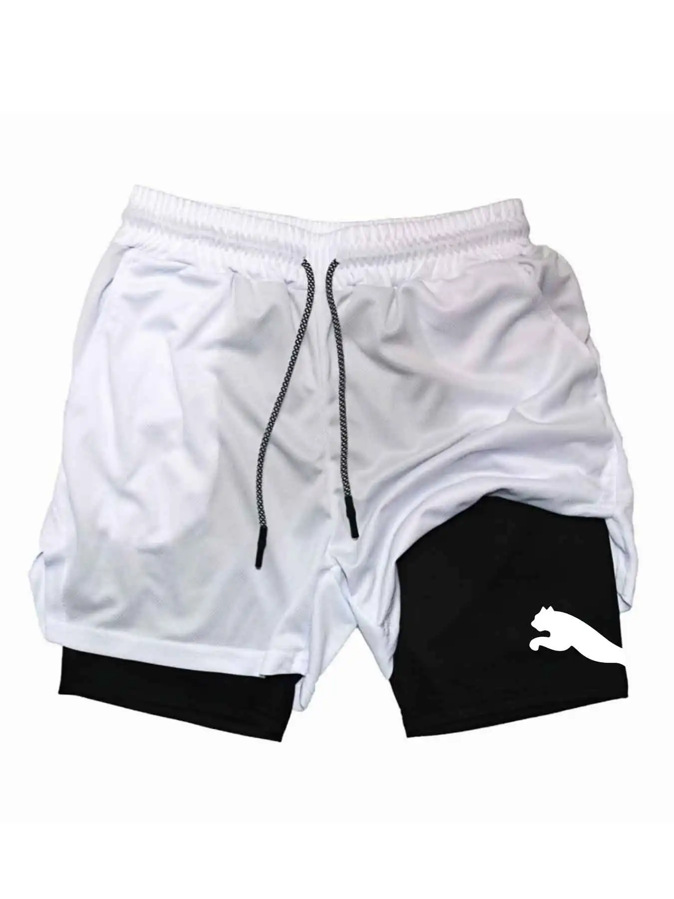2026 Summer Trendy Sports Shorts 2-in-1 Gym Running Shorts Slow Running Casual Sportswear Fitness Double Layer Shorts